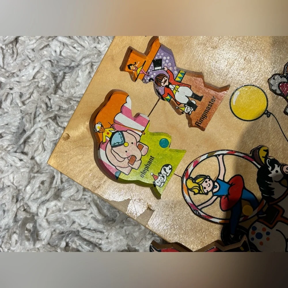 1971 Vintage Fisher Price Wooden Circus Puzzle